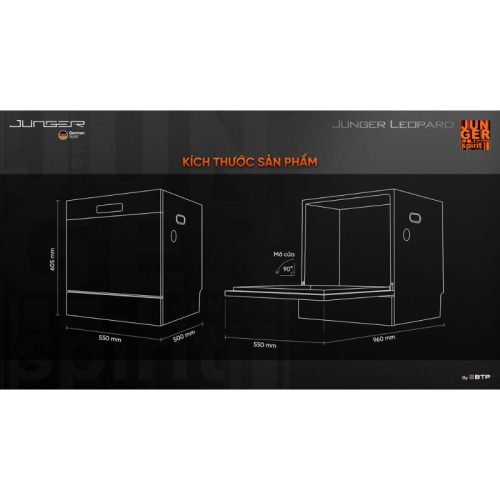 Máy rửa bát độc lập Junger Leopard DWJ-100 8 kich thuoc may rua bat junger leopard dwj 100