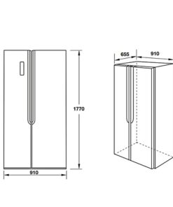 Kích thước tủ lạnh side by side Hafele HF-SB5321FB 534.14.021