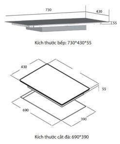 Kích thước bếp từ đôi Spelier STL 210C lắp âm