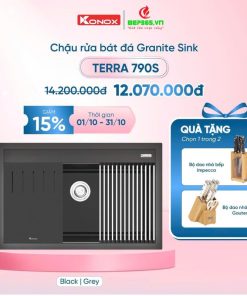 Chậu rửa bát đá 1 hố Konox Terra 790S Grey