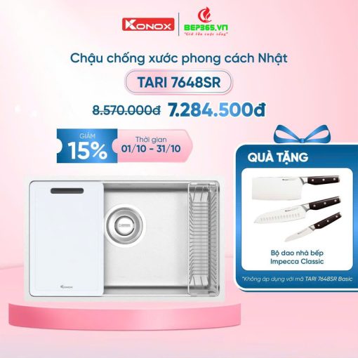 Chậu rửa bát inox 1 hố Konox TARI 7648SR