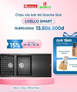 km chau rua bat konox granite sink livello smart 1160 black 1