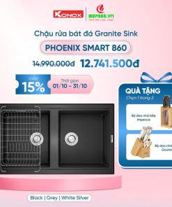 Chậu rửa bát Konox Granite Sink Phoenix Smart 860 White Silver