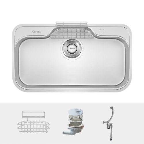 Chậu rửa bát inox 1 hố Konox TARI 9051SR Basic 9 phu kien chau rua bat inox 1 ho konox tari 9051sr basic