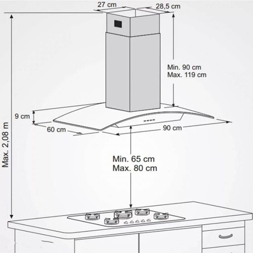 Đánh dấu vị trí lắp máy hút mùi