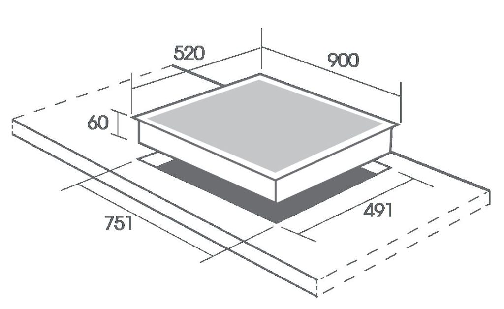 Tổng hợp kích thước bếp từ Canzy 4 Kích thước bếp từ Canzy 4 vùng nấu