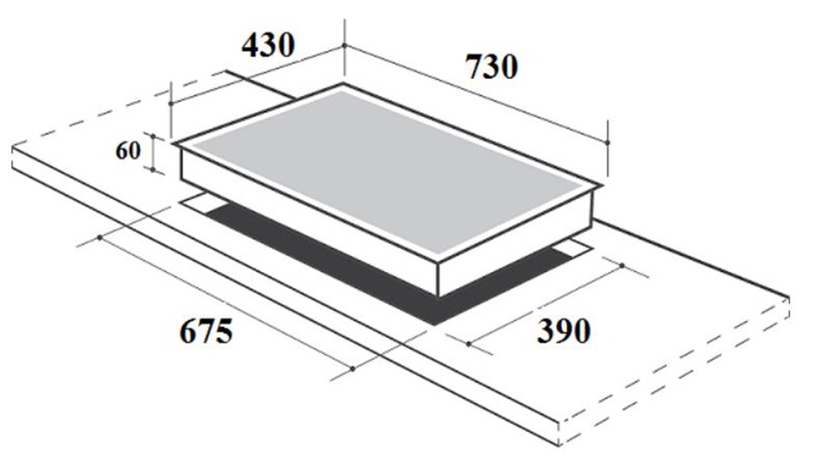 Tổng hợp kích thước bếp từ Canzy 2 Kích thước bếp từ Canzy 2 vùng nấu