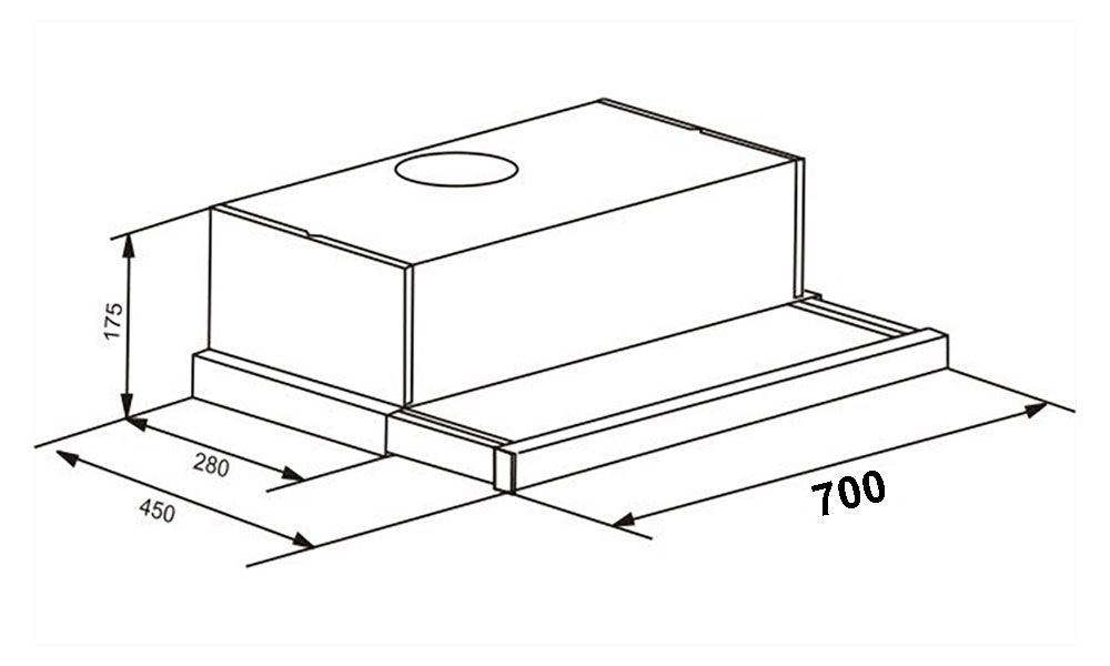 Kích thước máy hút mùi âm tủ 70cm