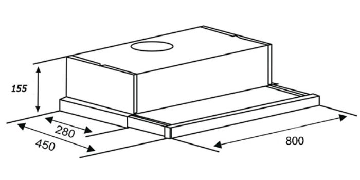 Kích thước máy hút mùi âm tủ 80cm