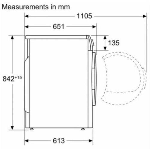 Kích thước máy sấy quần áo Bosch WQB245B0SG