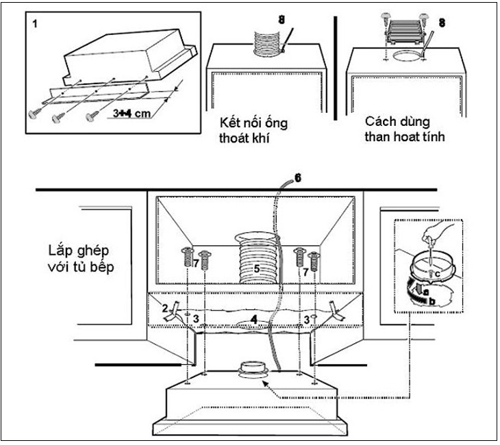 Các thao tác lắp đặt máy hút mùi âm tủ chi tiết