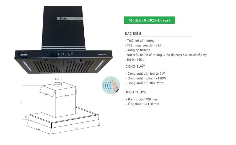 Đánh giá máy hút mùi Binova về mặt thiết kế