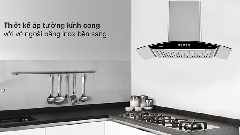 Thiết kế và chất liệu máy hút mùi Sevilla