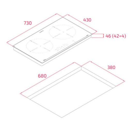 Bếp từ 2 vùng nấu Teka IBC 73200 TTC BK 112520057 5 kich thuoc bep tu 2 vung nau teka ibc 73200 ttc bk 112520057