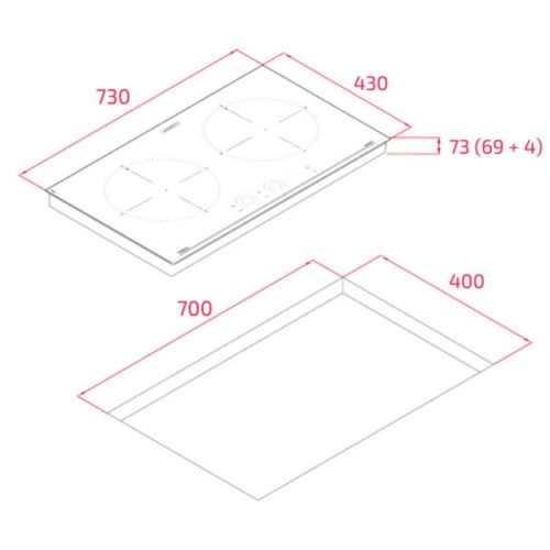 Bếp từ 2 vùng nấu Teka IBC 73220 SCG BK 112510051 5 kich thuoc bep tu 2 vung nau teka ibc 73220 scg bk 112510051