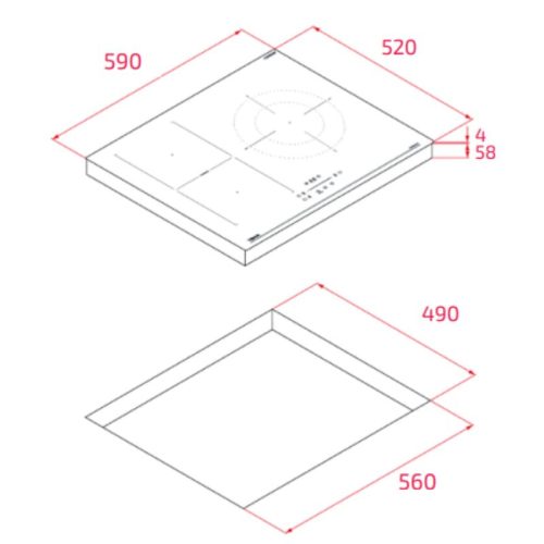 Bếp từ 3 vùng nấu Teka IBC 63110 SCG BK 112520054 5 kich thuoc bep tu 3 vung nau teka ibc 63110 scg bk 112520054