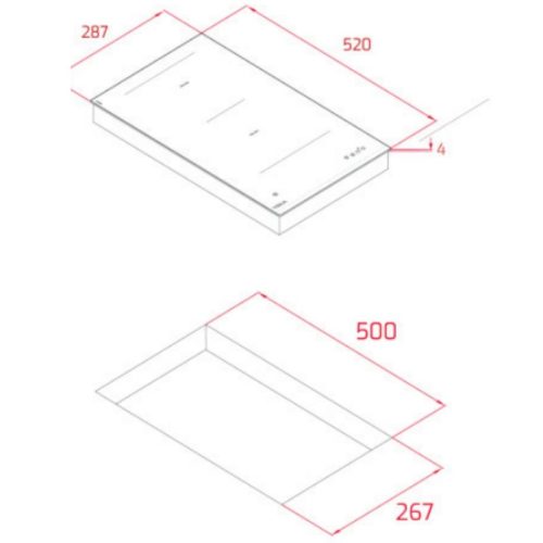 Bếp từ domino 2 vùng nấu Teka VI2.1 SSM BK 112650007 5 kich thuoc bep tu domino 2 vung nau teka vi2 1 ssm bk 112650007