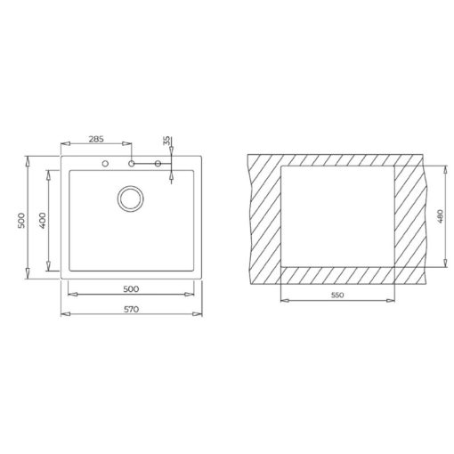 Chậu đá lắp nổi 1 hộc rửa Teka FORSQUARE 50.40 TG 115230005 - Ảnh 2