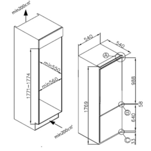 Tủ lạnh 2 cửa lắp âm Teka RBF 73370 FI TH 113560018 5 kich thuoc tu lanh 2 cua lap am teka rbf 73370 fi th 113560018