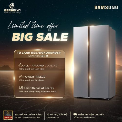 Tủ lạnh 2 cánh side by side Inverter 583 Lít Samsung RS57DG400EM9SV