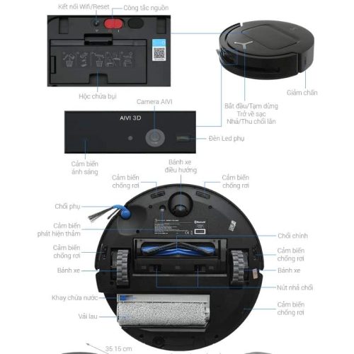 Robot hút bụi lau nhà Ecovacs Deebot T80 OMNI - Đen 17 cau tao robot hut bui lau nha ecovacs deebot t80 omni den