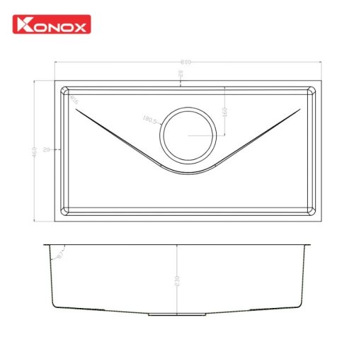 Chậu rửa bát inox 1 hố Konox TARI 800SM - Ảnh 3