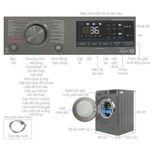 Máy giặt LG AI DD Inverter 10 kg FV1410S4M1 11 kich thuoc may giat lg ai dd inverter 10 kg fv1410s4m1