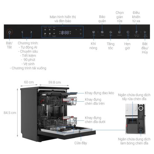 kich thuoc may rua chen toshiba originclean dw 15f8b vn
