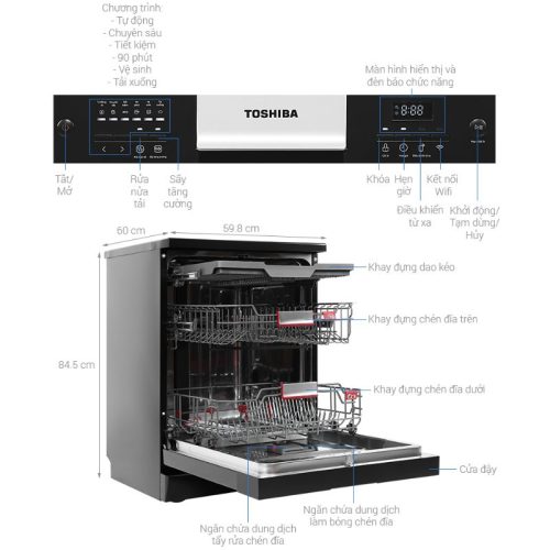 kich thuoc may rua chen toshiba originclean dw 15f9b vn