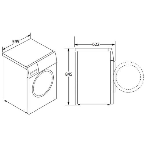 Kích thước máy sấy quần áo Hafele 8kg HD-F60A 538.91.520
