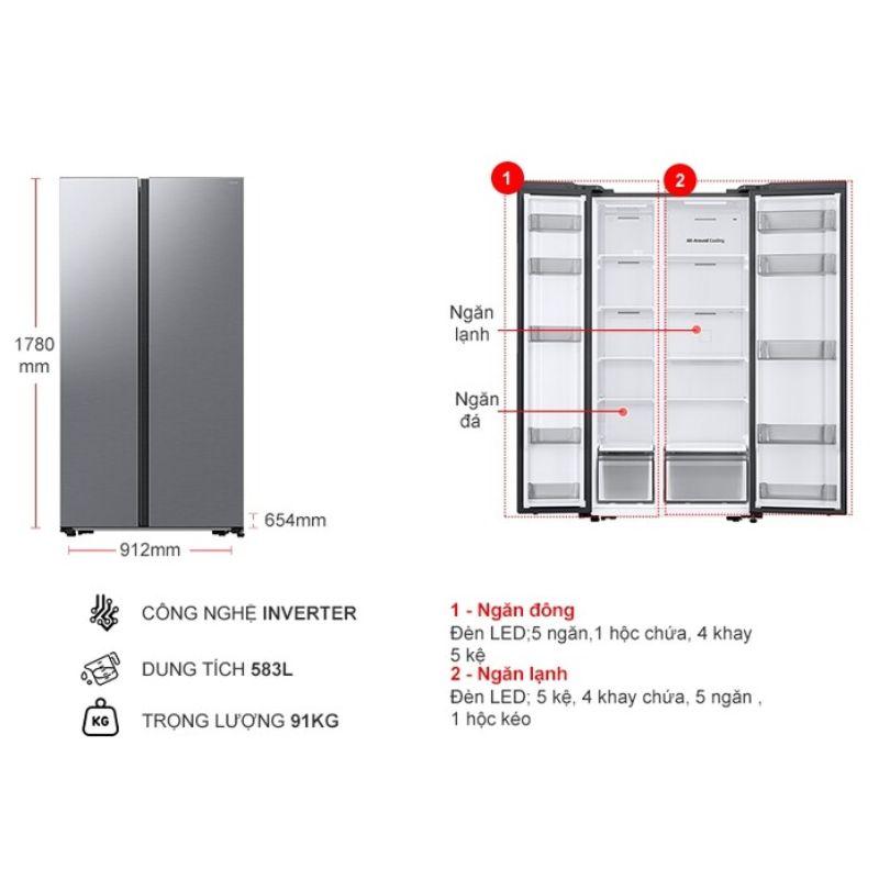Tủ lạnh 2 cánh side by side Inverter 583 Lít Samsung RS57DG400EM9SV 6 Tủ lạnh 2 cánh side by side Inverter 583 Lít Samsung RS57DG400EM9SV - Ảnh 5