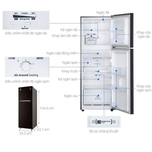Tủ lạnh Samsung Inverter 236 lít RT22M4032BY/SV 9 kich thuoc tu lanh samsung rt22m4032by sv