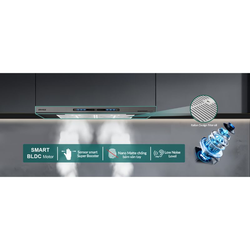 Hút mùi GrandX GX H70F85G 4 Hút mùi GrandX GX H70F85G - Ảnh 3