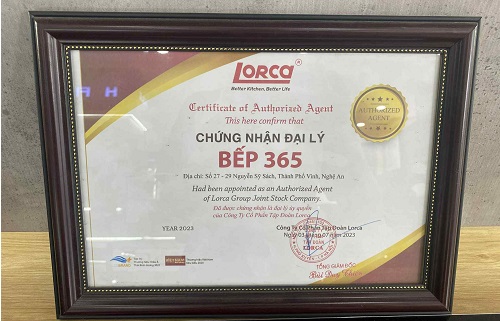 Trang chủ 119 chung nhan bep 365 vinh dai ly chinh thuc cua lorca tai VN