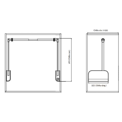 Giá nâng hạ điện treo quần áo GrandX XM.15E-Luxury 4 kich thuoc gia nang ha dien treo quan ao grandx xm 15e luxury