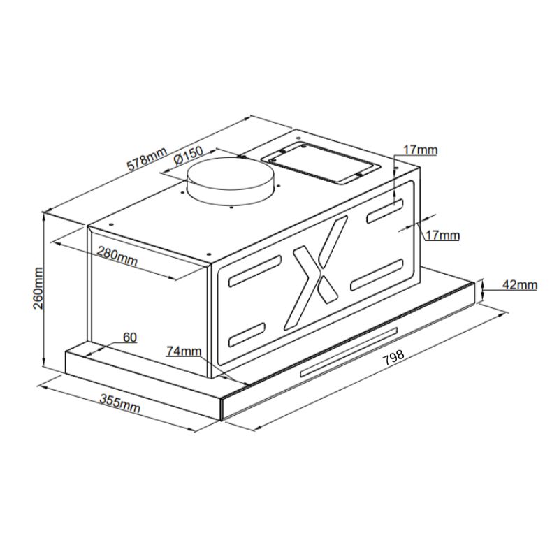 Máy hút mùi âm tủ GrandX GX H80F85B 6 Máy hút mùi âm tủ GrandX GX H80F85B - Ảnh 4