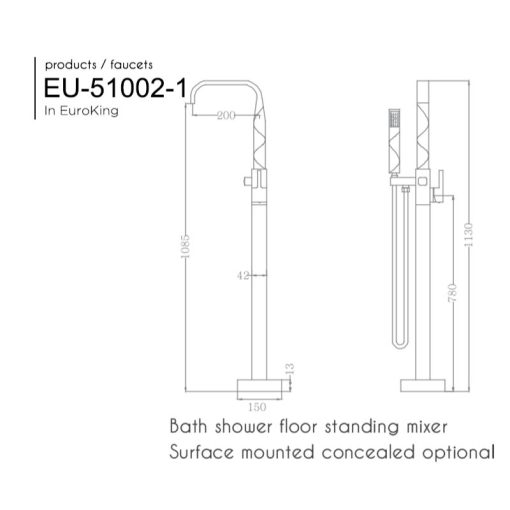 Vòi sen tắm gắn bồn EuroKing EU-51002-1 - Ảnh 2