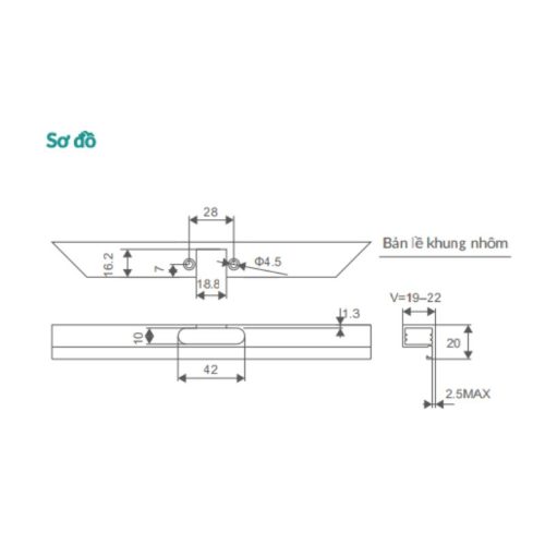 Bản lề GrandX Capella cho cửa nhôm XC.A107B2 7 so do ban le grandx capella cho cua nhom xc a107b2