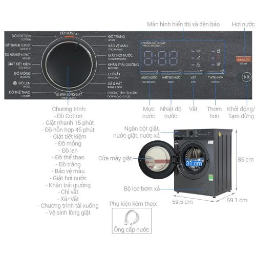 Máy giặt Toshiba 10 kg TW-T21BU110UWV(MG) cửa trước 9 Kích thước máy giặt Toshiba 10 kg TW-T21BU110UWV(MG) cửa trước