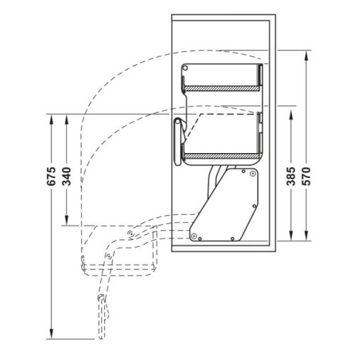 Kệ nâng hạ Hafele 504.68.375 Imove R700mm 9 Kích thước kệ nâng hạ Hafele 504.68.375 Imove R700mm