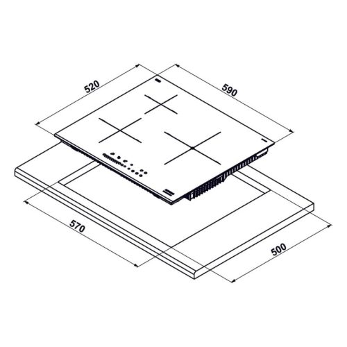 Bếp từ 3 vùng nấu Hafele HC-I6035B 533.09.961 6 size bep tu hafele 533.09.961
