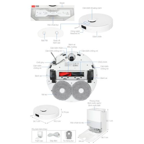 Robot hút bụi lau nhà Roborock Q Revo 5V1 - Trắng 11 size robot hut bui lau nha roborock q revo 5v1 trang