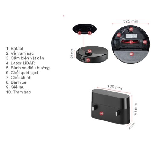 Robot hút bụi lau nhà Roborock Q10VF 11 size robot hut bui lau nha roborock q10vf