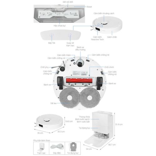 Robot hút bụi lau nhà Roborock QR 798 - Trắng 11 size robot hut bui lau nha roborock qr 798 trang