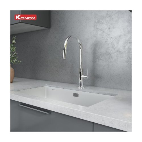 Vòi rửa bát dây rút Lasi Chrome 8 thuc te voi rua bat day rut lasi chrome